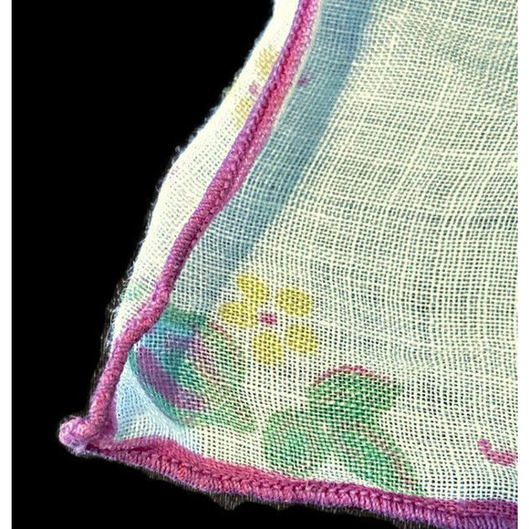 Vtg Floral Handkerchief Vintage Feminine Grandma Dainty Light Fairy Romantic - Picture 4 of 5